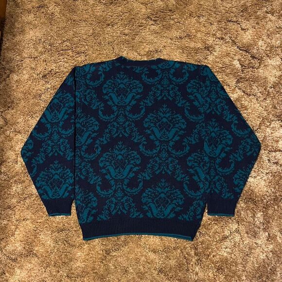 Vintage Cape Cod Sportswear Knit Sweater Crewneck Navy/Turquoise Medium - Picture 4 of 4